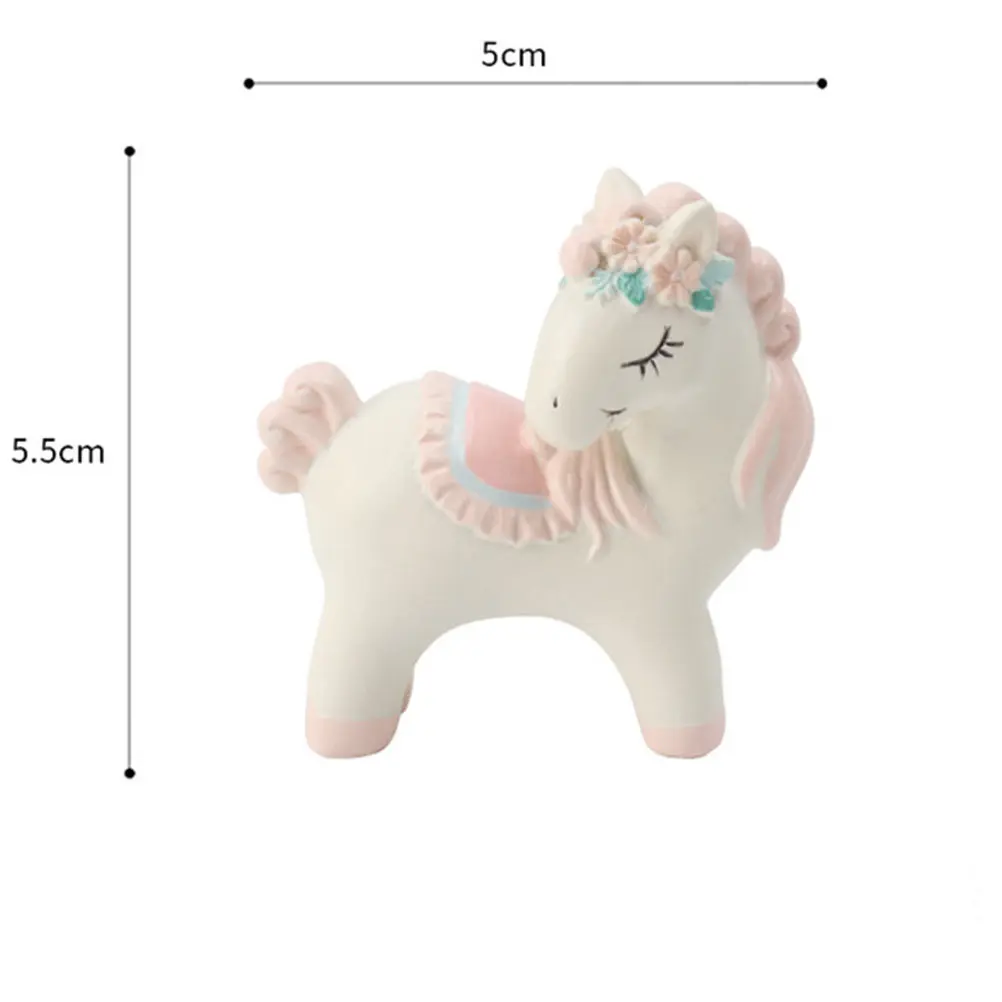 Unicorn Cake Ornament Pink White Decorative Resin Adornment Party Birthday Cake Decor Creative Gift Home Desk Decoration
