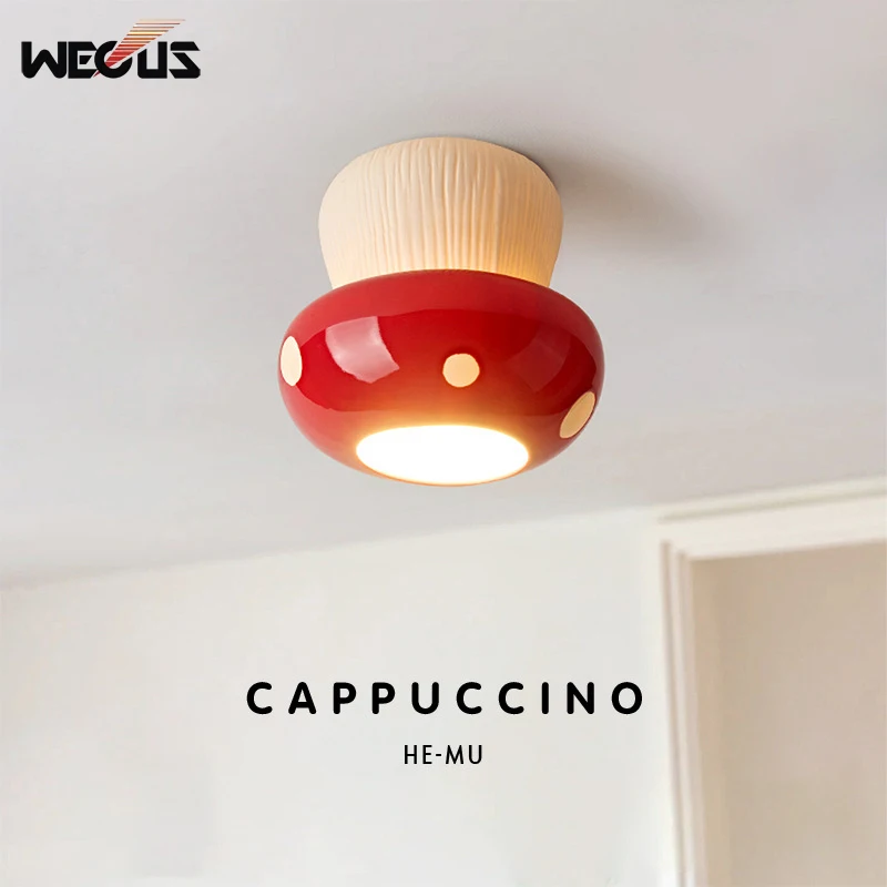 

Creative Mushroom Ceramic Recessed Spot Light Personalized Downlight for Cafe Kids Room Corridor Entrance Hall Art Lighting