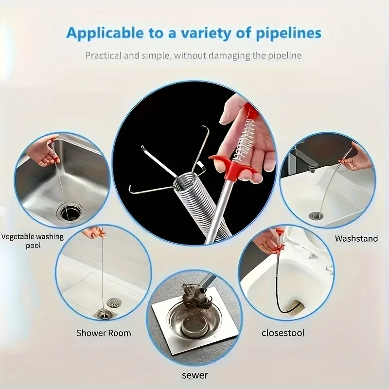 1PCS, four-claw sewer dredger, special tools for household toilet dredging, pipe dredger, flexible hand clip sewer retriever
