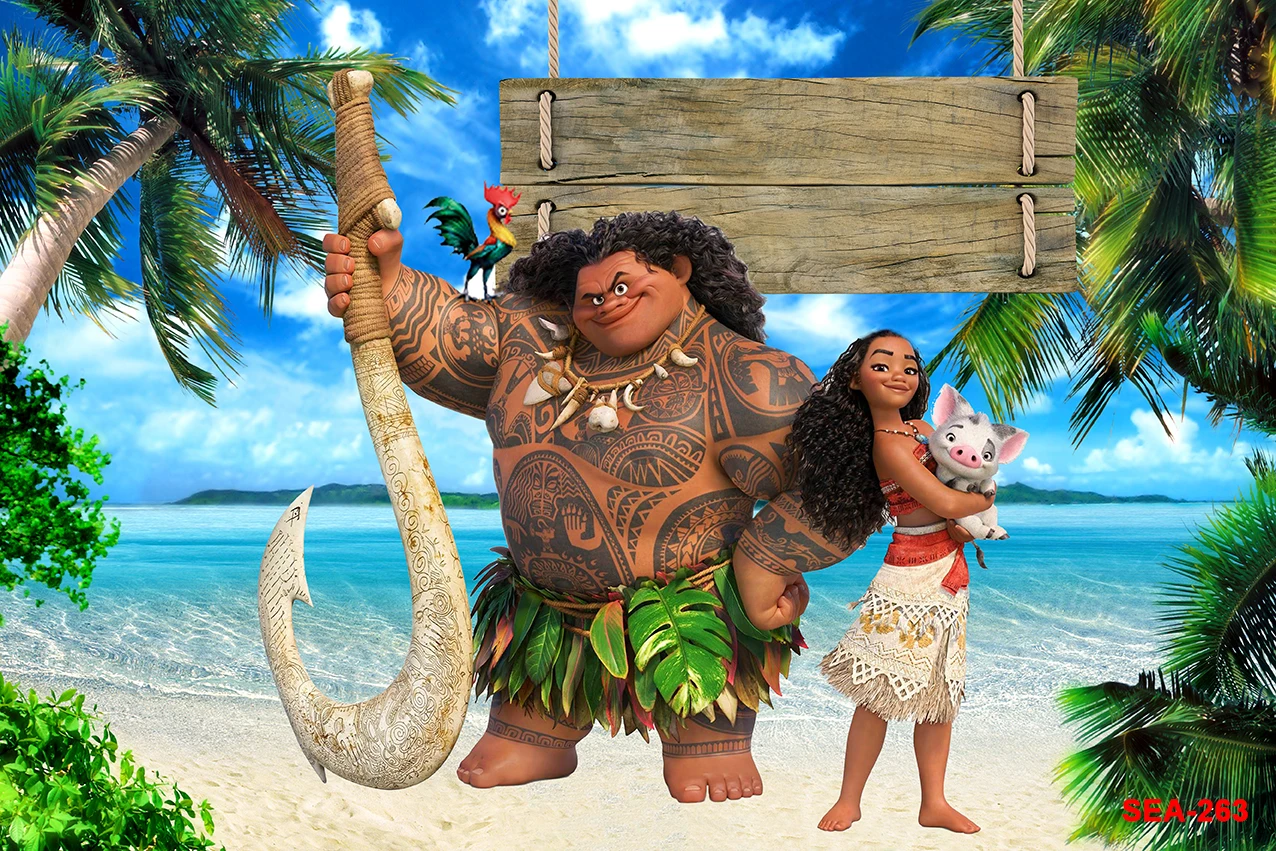خلفية التصوير الفوتوغرافي ديزني موانا ماوي الطفل استوديو خلفية شجرة النخيل البحر صور خلفية مخصصة الكرتون فوتوزون