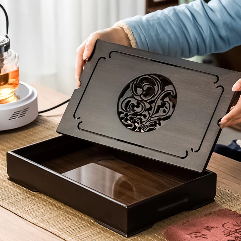 

Household Luxury Modern Tea Set Tray Table Simple Small Sea kung-Fu Water Storage Round Rectangular