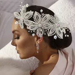 DZ200 Elegant Bridal Headband Crystal Bride Headpiece Rhinestone Wedding Hair Accessories Woman Headdress for Party Headwear