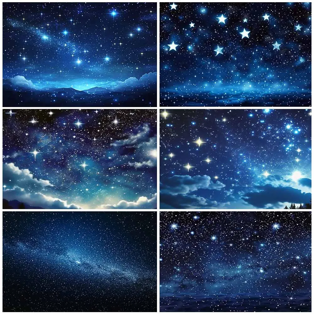 

Blue Galaxy Starry Shining Sky Universe Space Art Wall Hanging Tapestry Night Sky Backdrop Morning Star Living Room Decorations