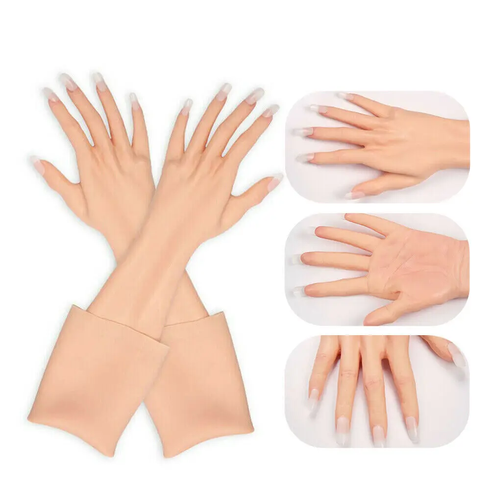 Único crossdresser silicone masculino para mulher luvas mangas prótese artificial braço mãos cobrir cicatrizes para cosplay