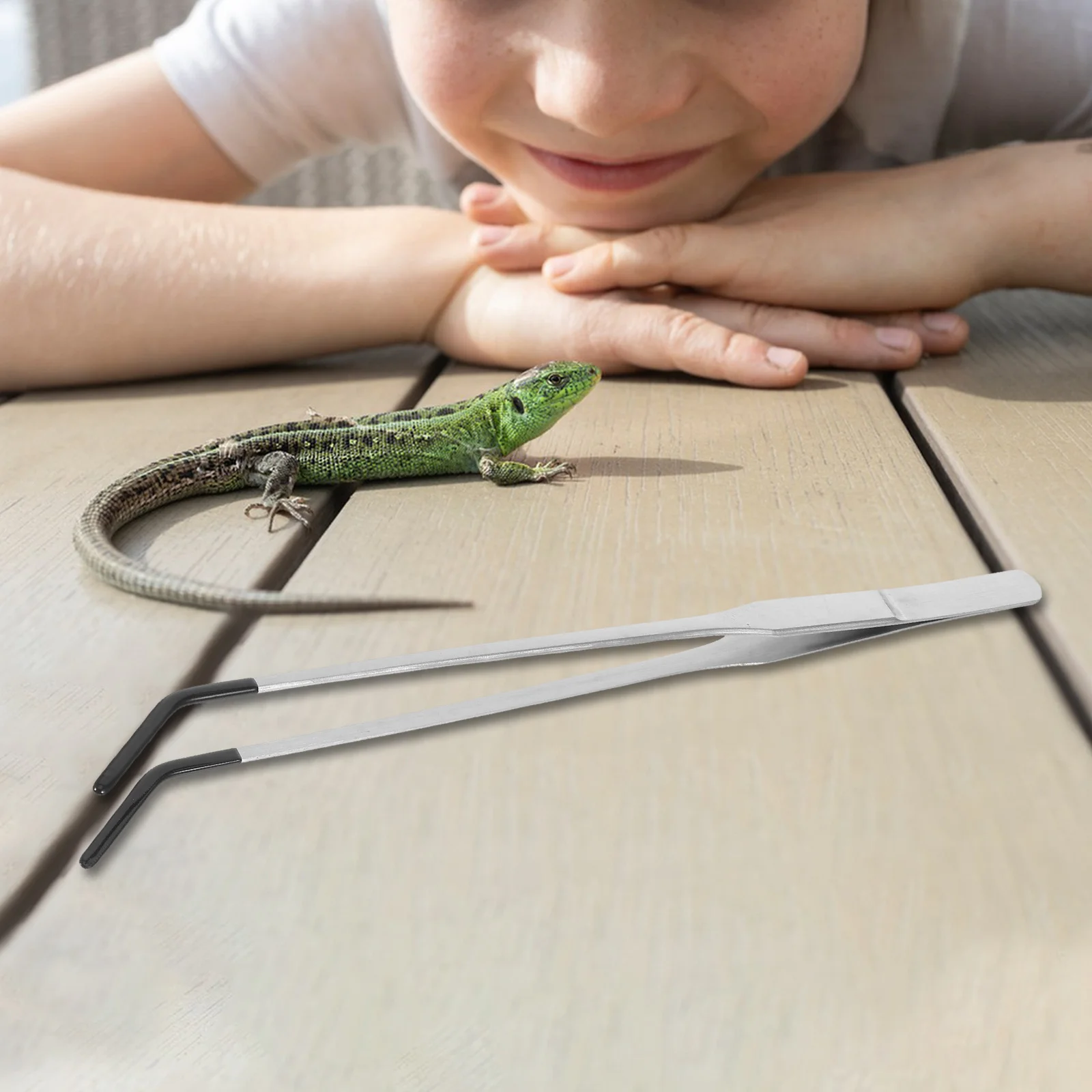 

2Pcs Sturdy Stainless Steel Reptile Feeding Tongs Rubber Tips Secure Grip Long Tweezers for Reptile Tank Accessories