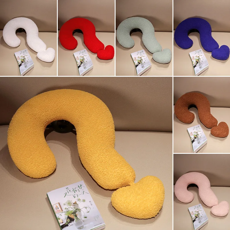 Fragezeichen U-förmiges Kissen Lässiges Kissen Plüschtier Sofakissen Ornament Nickerchenkissen Mädchen Geschenk