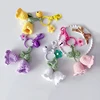 Crochet Flowers Bell Orchid Keychain Cute Knitted Flowers
