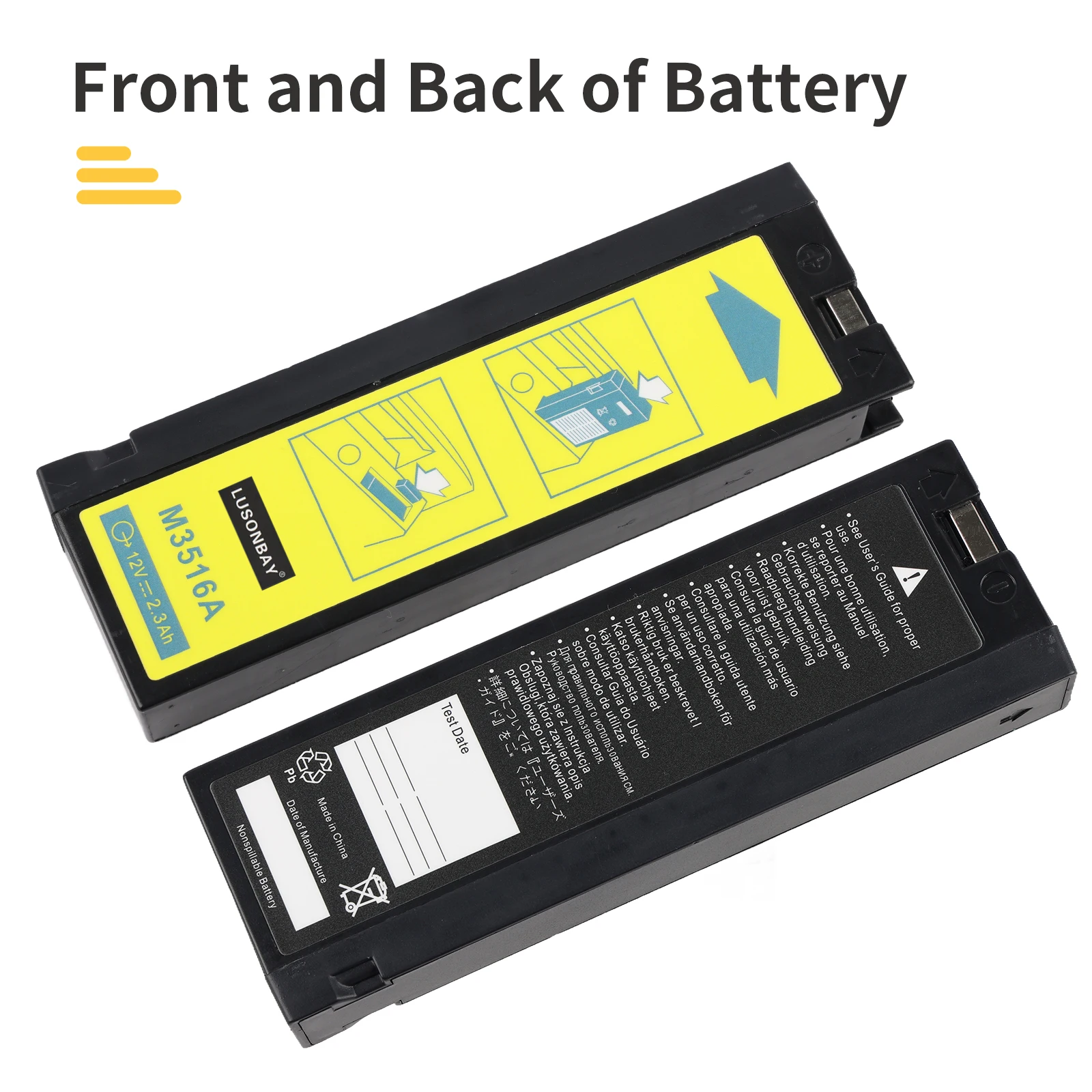 LUSONBAY M3516A Replacement Battery for Philips Defibrillator Monitor LCT-1912ANK LC-T121R8PG Heartstart XL M4735A M3516A 2.3Ah