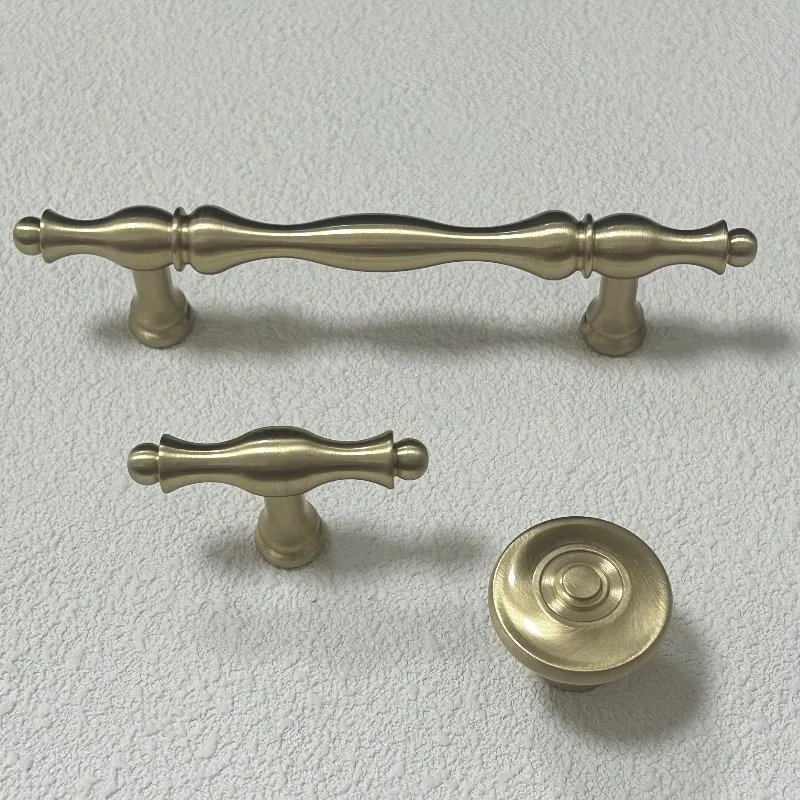 Luxury court style modern furniture knob handle high-end cabinet wardrobe handle eco-friendly brass material kitchen dresser