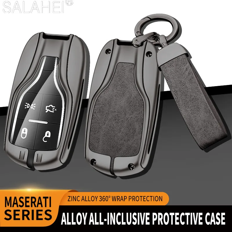 Leather Car Key Cover Fob Case Shell For Maserati Levante Ghibli Quattroporte GT Granturism GranCabrio Auto Keychain Accessories