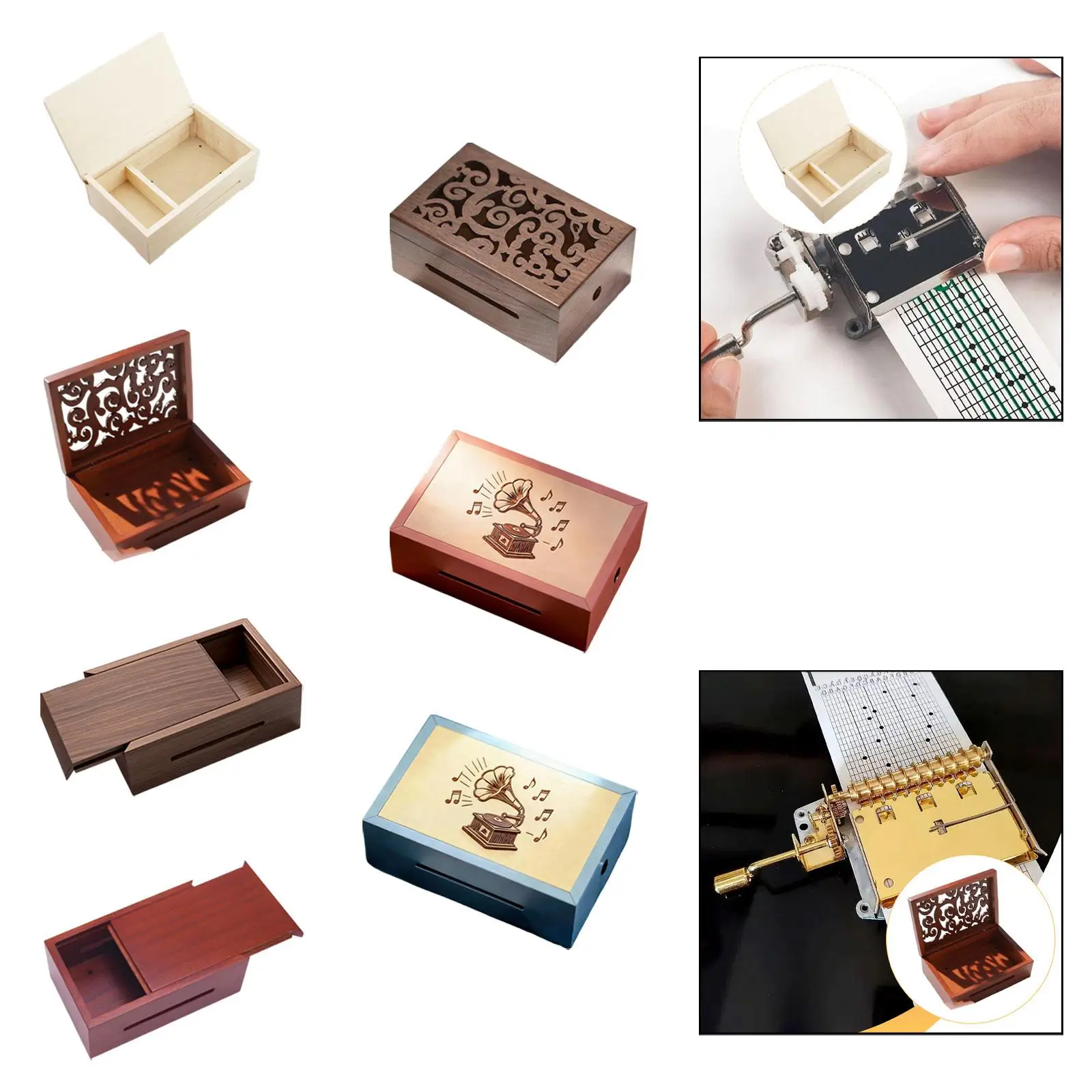 Unique Wooden Music Box 30 Note Movement Hand Crank Gift for Creative DIY Assembly for Musicians and Hobbyists
