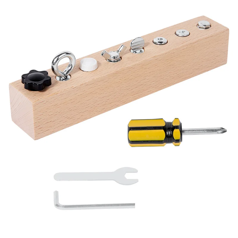 Montessori Busy Board Screw Lock Toy, Toddler Fine Motor Sensory Activity, Early Education Preschool Learning Puzzle for Kids