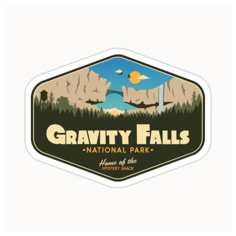 Gravity Falls National Park Home Of The Mystery Shack! Waterproof Stickers For Decorating Car Windows Motorcycles And Computers.