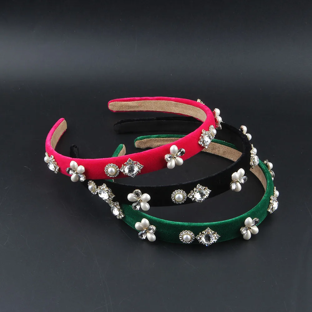 Colorful  Narrow Vintage Rhinestone Hair Accessory Wedding Colored Hairband Headband Adult Hair Accessories Hair Jewley 515