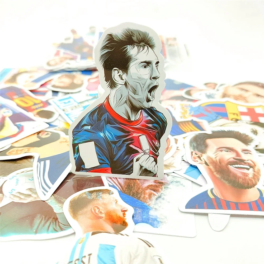 Football Player Messi Poster Wall Stickers Self-adhesive Art Waterproof Sticker Coffee House Football Club Bar Room Decoration