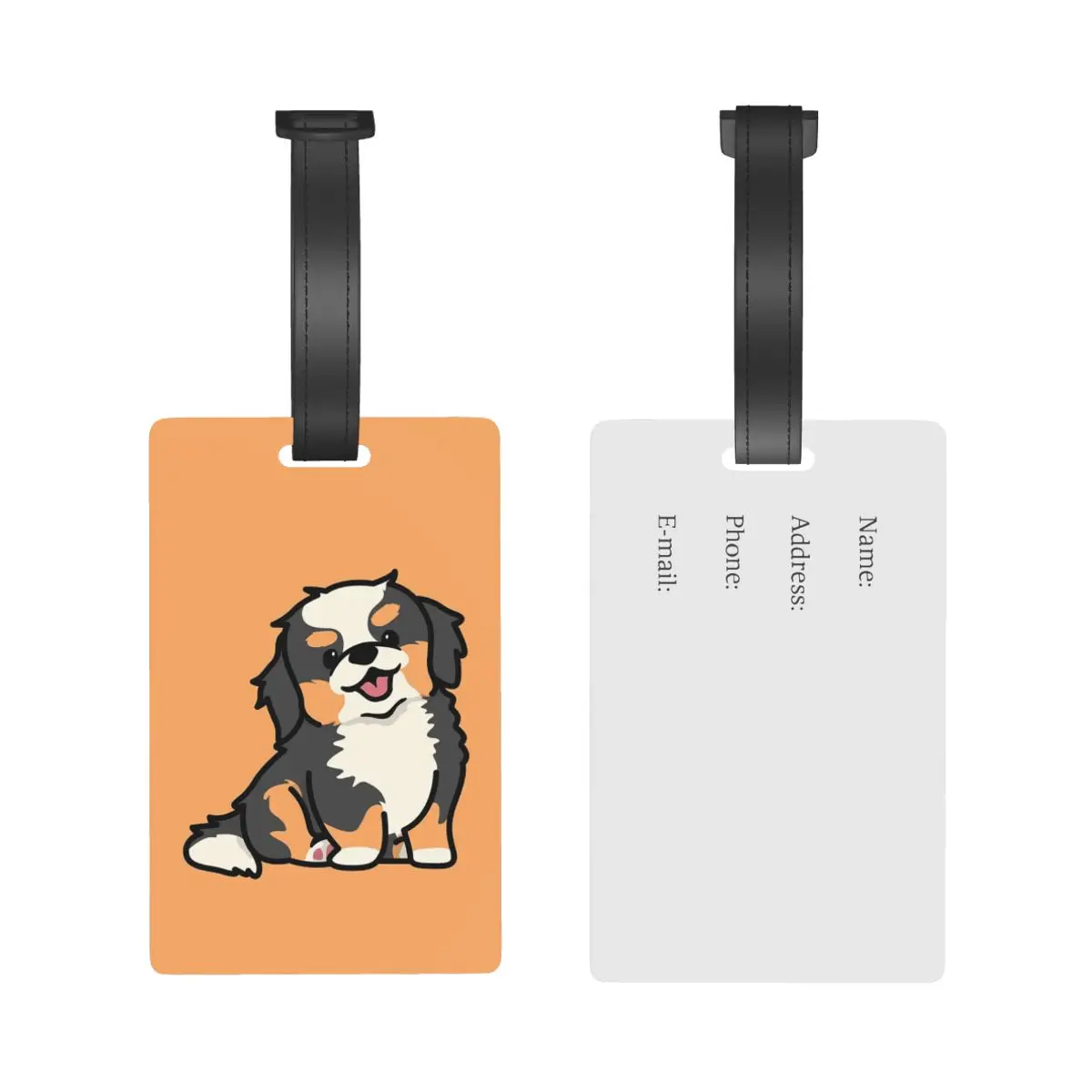 Cute Bernese Mountain Dog Puppy Luggage Tags Suitcase Travel PVC Cute Baggage Boarding Tag Portable Label Holder ID Name Address