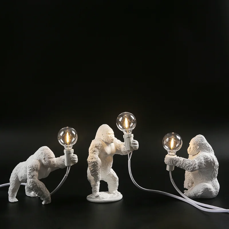 Creative Crafts Gorilla Night Lights Chimpanzee Lamp King Kong Gorilla Animal Light Indoor Decor Resin Small Night Lamp