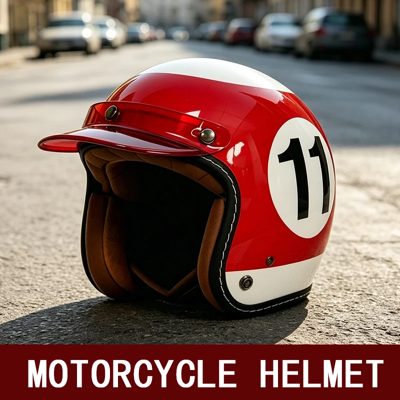 Small Helmet Ladies Electric Motorcycle Helmet universal Retro Half Helmet Cruise Car Helmet for Men and Women in Four Seasons.