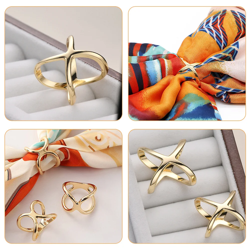 3pcs X Shaped Alloy Scarf Ring Clip For Women Silk Scarves Shawls Cardigans Shirt Ties Wrap Holder Wedding Party Prom Daily Wear view 6