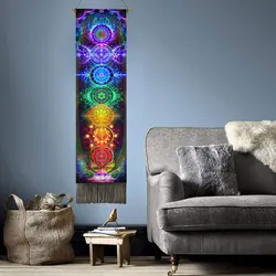 Seven Chakra Decorative Wall Hanging Tapestry Bohemia Tarot Phase Tassel Tapestry Boho Art Tapestries For Bedroom Office Decor