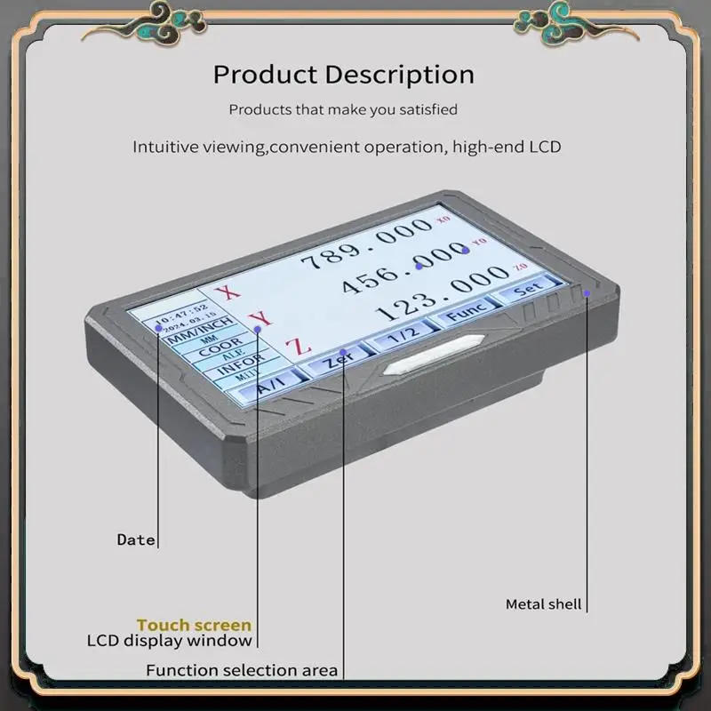 ASMA-SDS200S LCD Full Touch Screen Digital Readout DRO Metal Cover Linear Scale Display Counter For Milling Lathe US PLUG