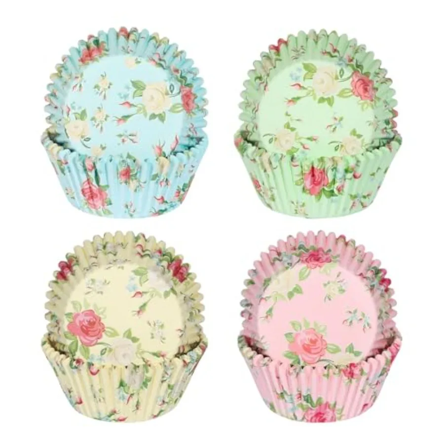 Standard Cupcake Liners 100 Pack, Colorful Paper Baking Cups Food Grade Disposable Cupcake Wrappers Floral Muffin Liners for Bi