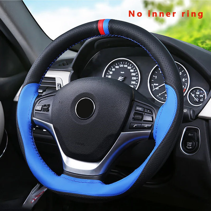 Anti-slip Soft Artificial Leather Car Steering Wheel Cover 38cm steering-wheel With Needles And Thread Auto Interior Accessories