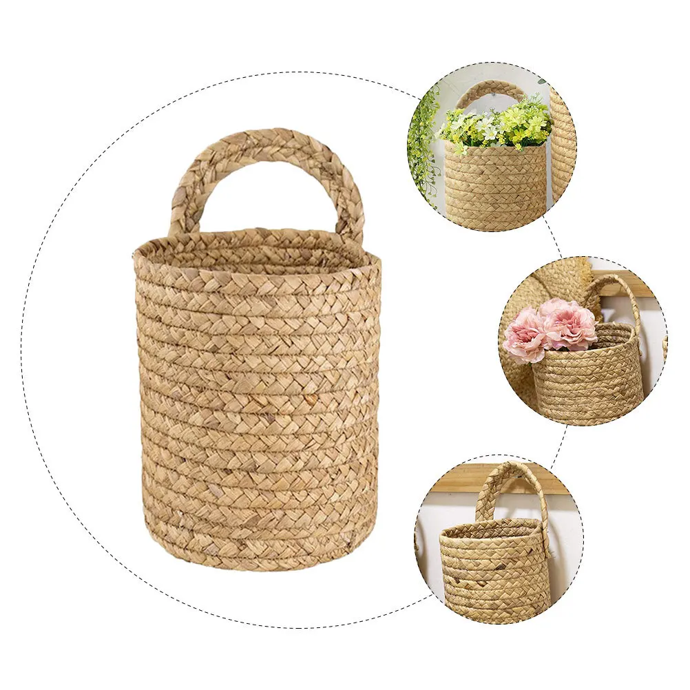 

1pc Sea Grass Woven Storage Basket Portable Hanging Organizer For Home Decoration Desktop Plant Basket Flower Sundries