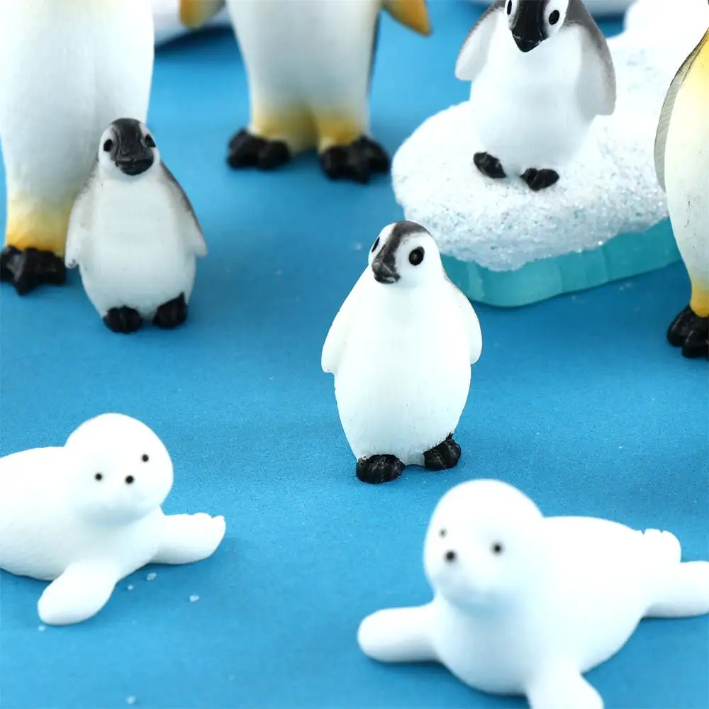 Handmade Cute Penguin Craft Seal Model Micro Landscape Miniature Winter Figurine Fairy Garden Ornament