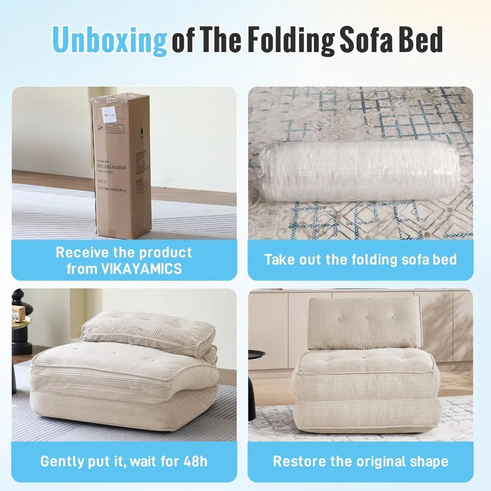 كرسي نوم قابل للتحويل مع وسادة لأريكة فوتون بدون عظم مع دعم خلفي وأريكة مدمجة لراحة غرفة المعيشة #5