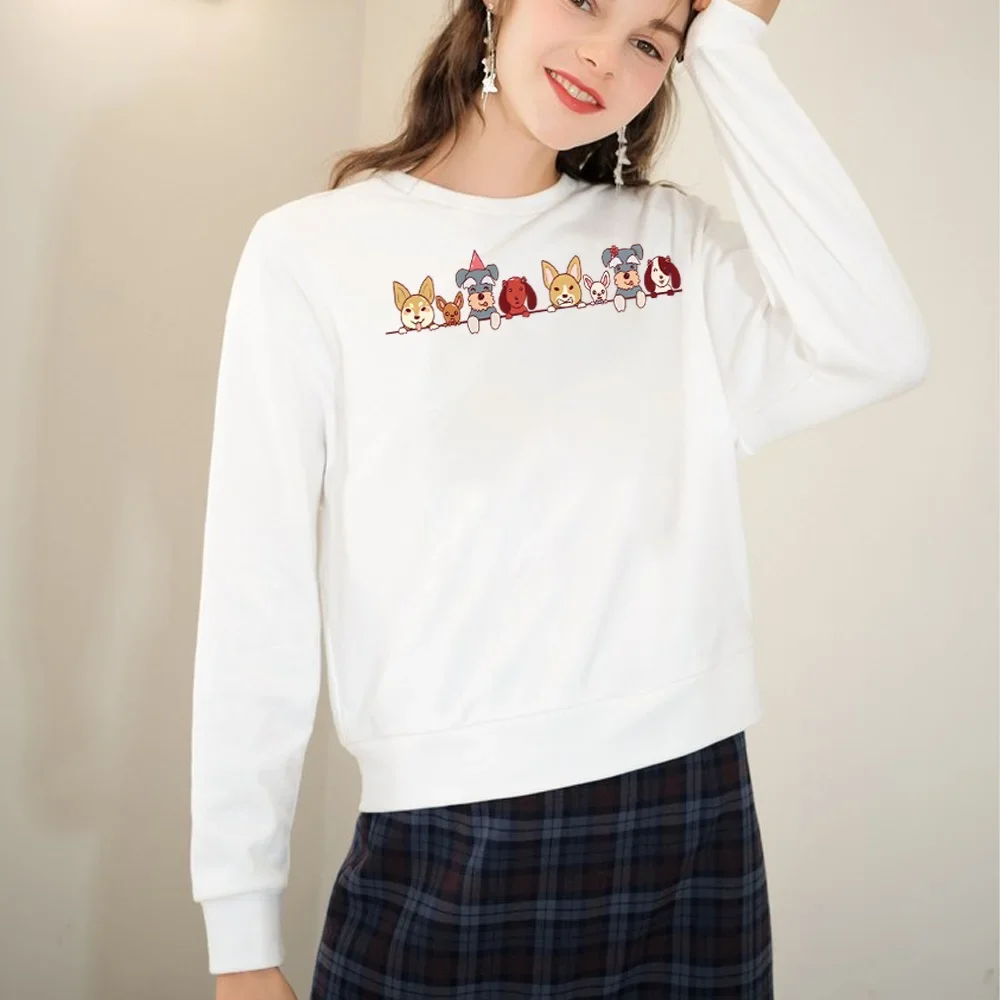 2023 Fashion Korean Sweet Women Sweatshirts O-Neck Pullovers Cartoon Print Autumn Winter Streetwear Hoodies Clothing Long Sleeve