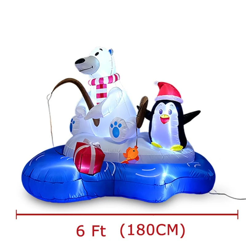 2025 NEW Inflatable Christmas Decorations 2.1M Polar Bear Penguin Fishing Outdoor Fun Decorations Inflatable Toys