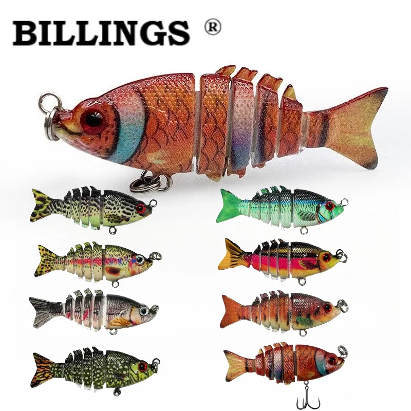 BILLINGS 1 Stück mikrorealistischer Mehrsegment-Köder, 5 cm/3 g, 6-segmentiger bionischer Köder mit scharfen Dreifachhaken, praktische Angelköder