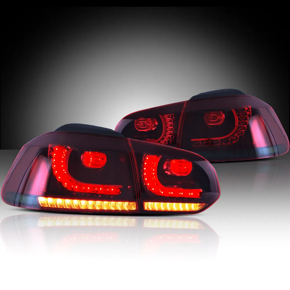 08-14 Golf MK6 Hatchback VLAND LED-Rückleuchten E-Mark mit sequenziellem Blinker in Amber, Rücklichter-Set, 2 Stück