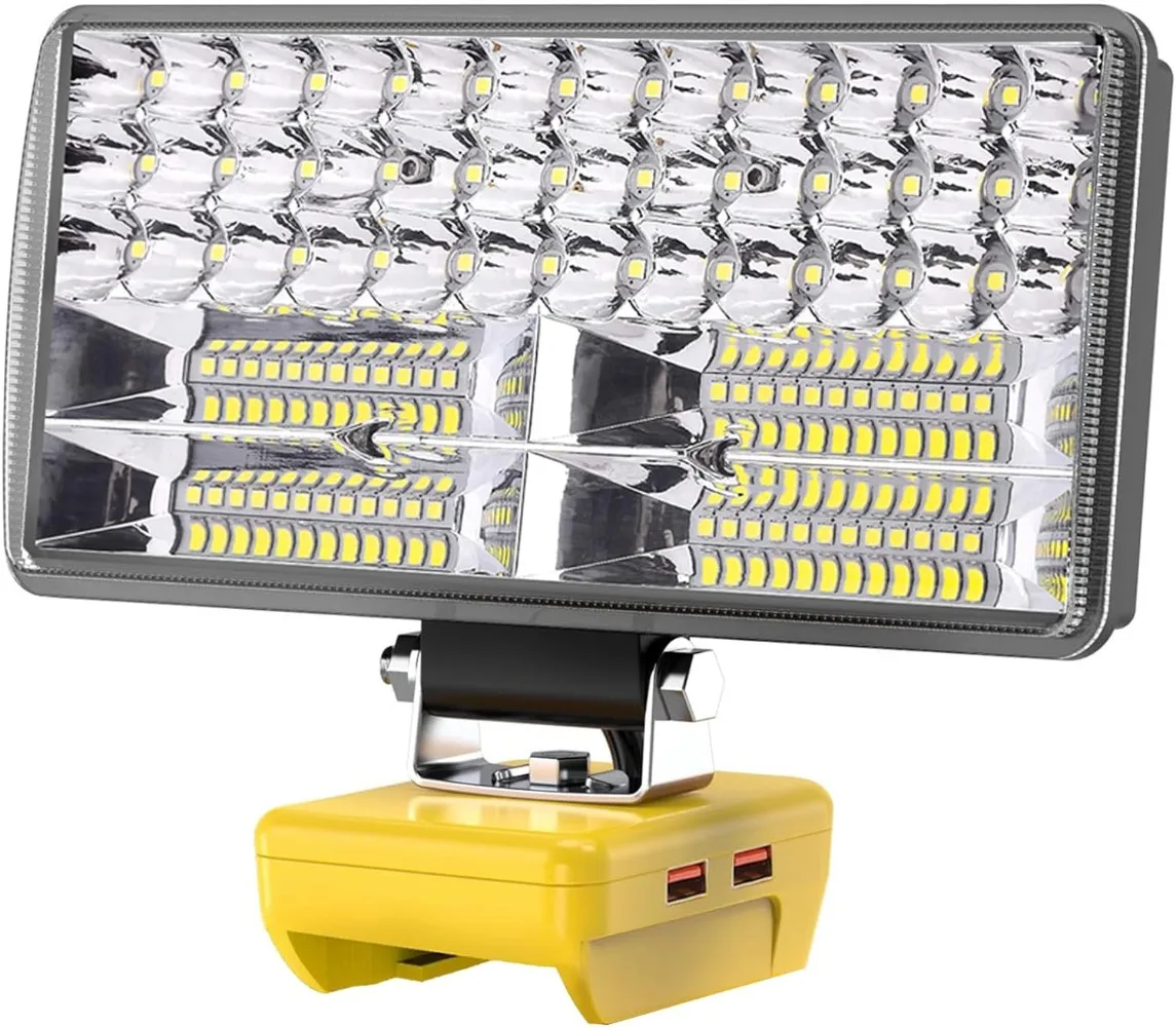 6000 lm 38w schnur loses LED-Arbeits licht tragbare Taschenlampe LED-Flutlicht kompatibel mit Dewalt 20V Batterie 2.4a USB mit 2 Modi