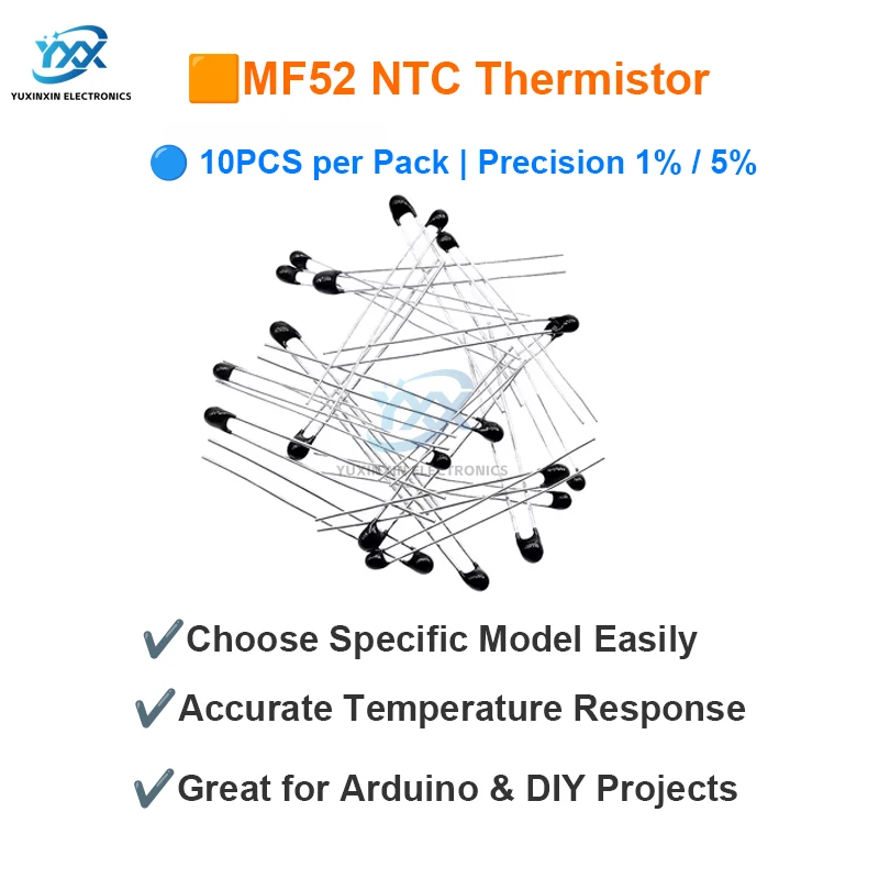 10-шт-mf52-ntc-10k-1k-5k-50k100-термисторный-датчик-3950-±-1-±-5-температурные-резисторы-для-электронного-ремонта-diy-проектов-arduino