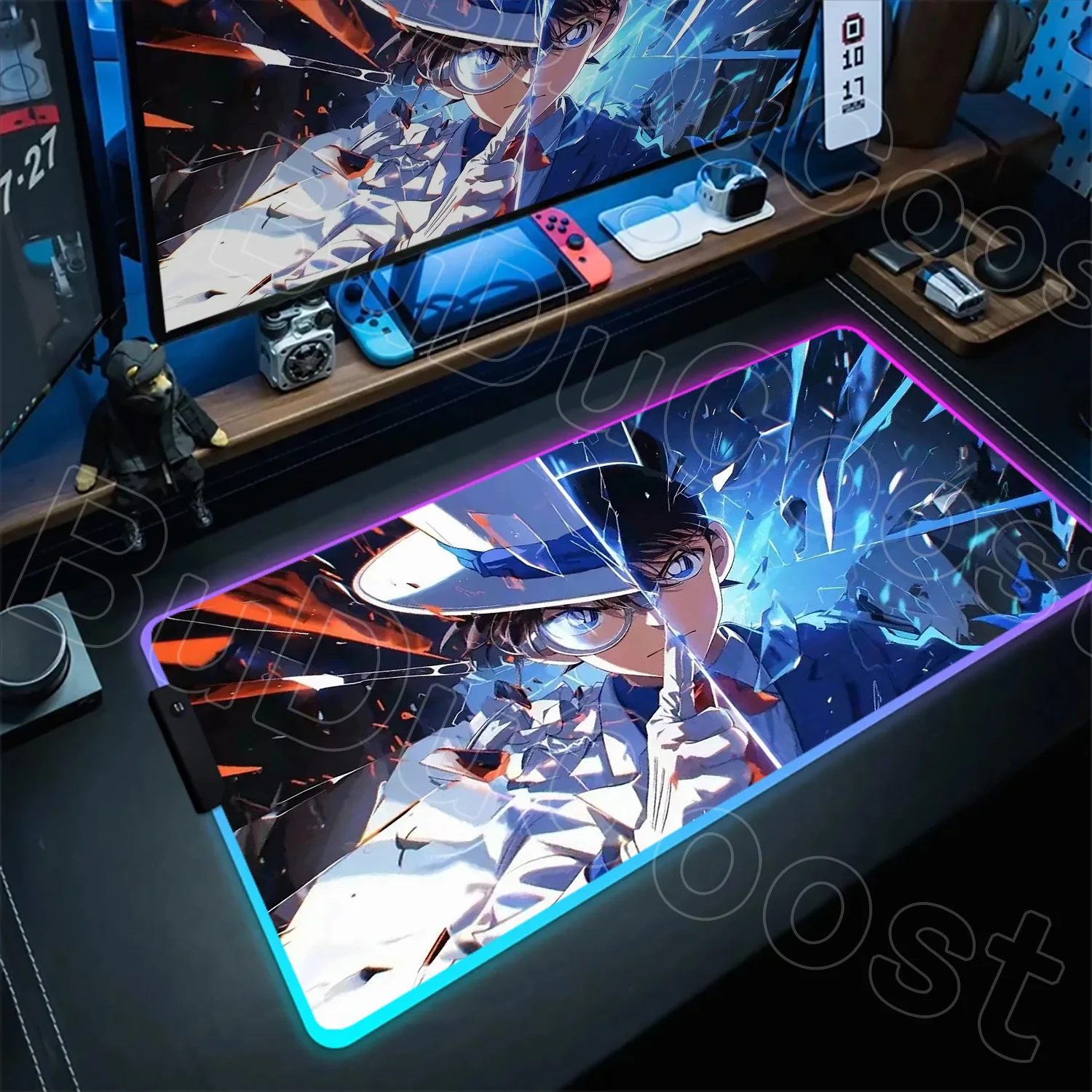 

Anime Detective Conan Mousepad Computer Laptop Gamer Lock Edge Non-slip Rubber Kaito Kid Mouse Pad Keyboard PC RGB Desk Mats XXL