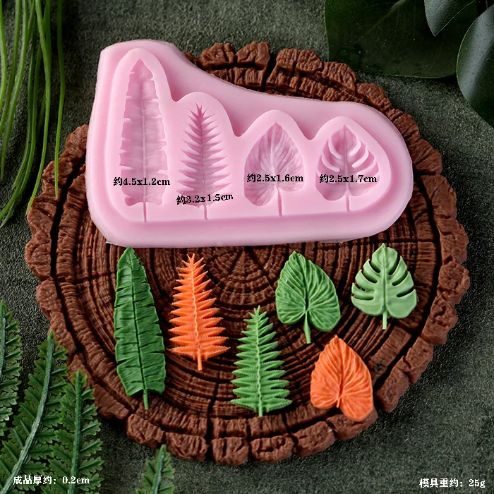 Leaf Stump Silicone Molds Rainforest Theme Fondant Candy Chocolate Mould 3D Leaves Cake Decoration Accessories Baking Tools