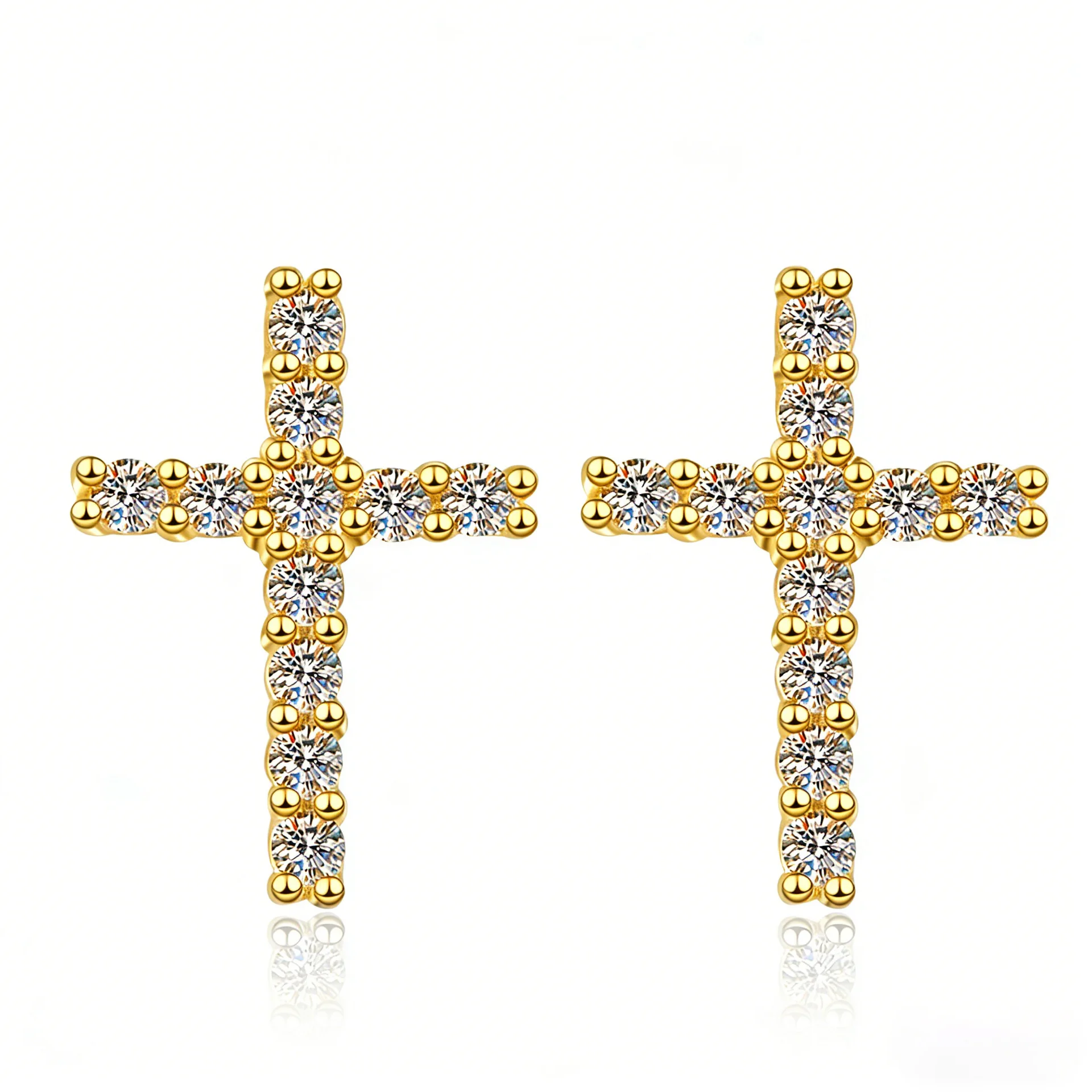 

Серьги-гвоздики с муассанитом цвета D, из стерлингового серебра S925 с покрытием из 18-каратного золота, в форме креста, для женщин, подарок на день рождения, ювелирное украшение