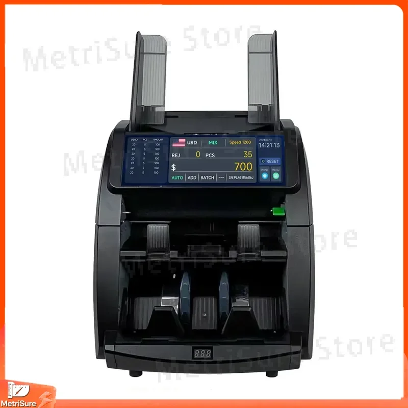 Heavy Duty Bank Grade Two Pocket Currency Counter Mixed Denomination Money Value Banknote Sorter with User Management for