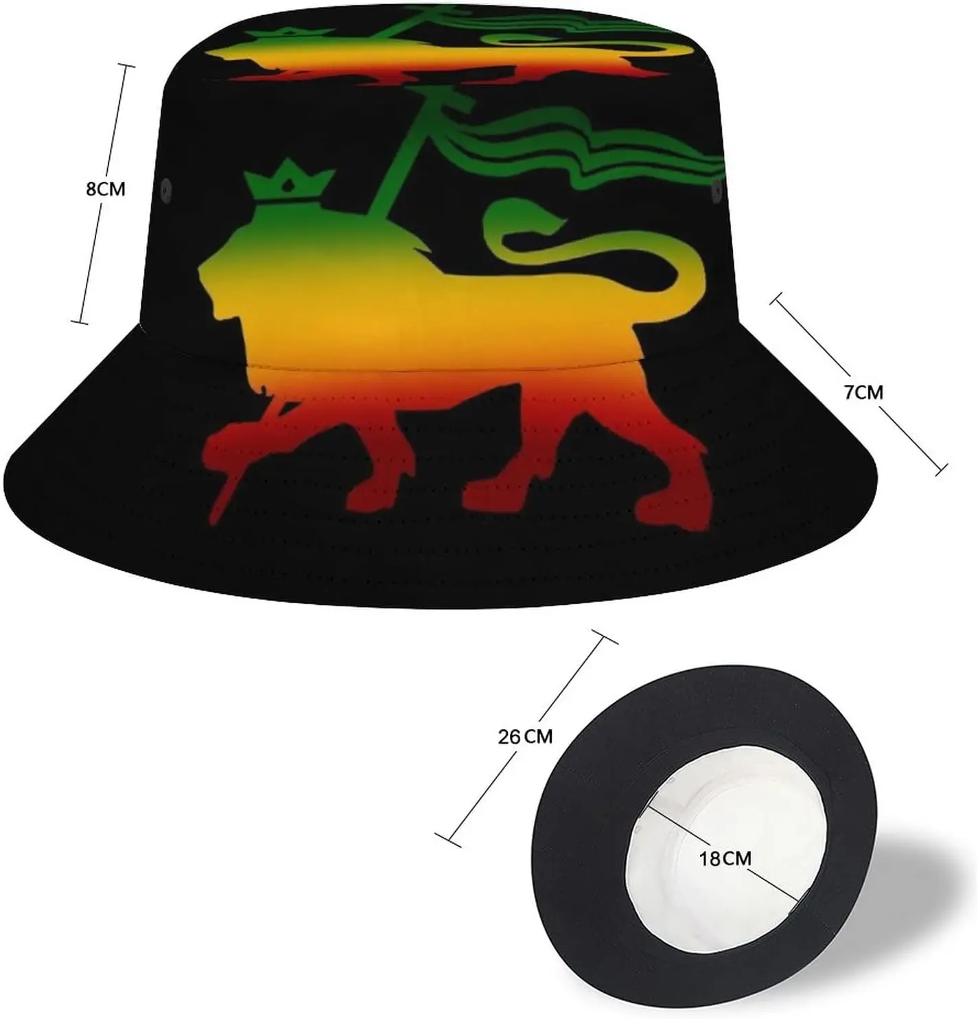 Jamaica Lion Flag Men's Women's Bucket Hat Summer Vacation Travel Beach Sun Hat Packable Lightweight Outdoor Hat
