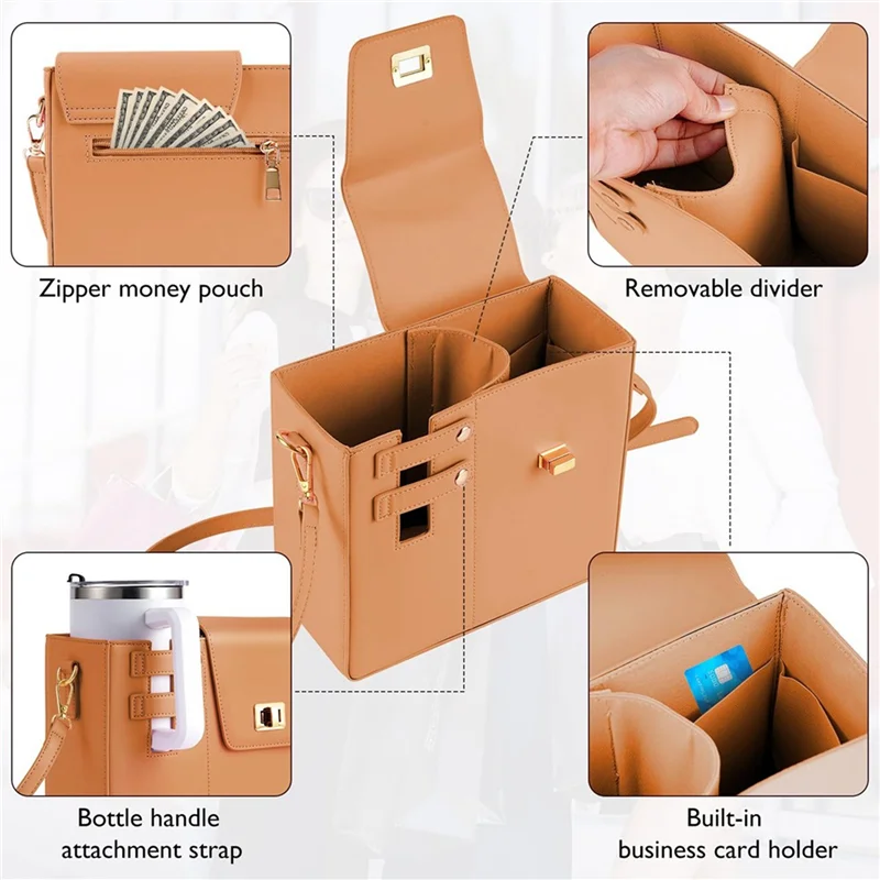 

DCOS-Crossbody Water Cup Storage Bag Adjustable Water Cup Holder Bag Travel Essential