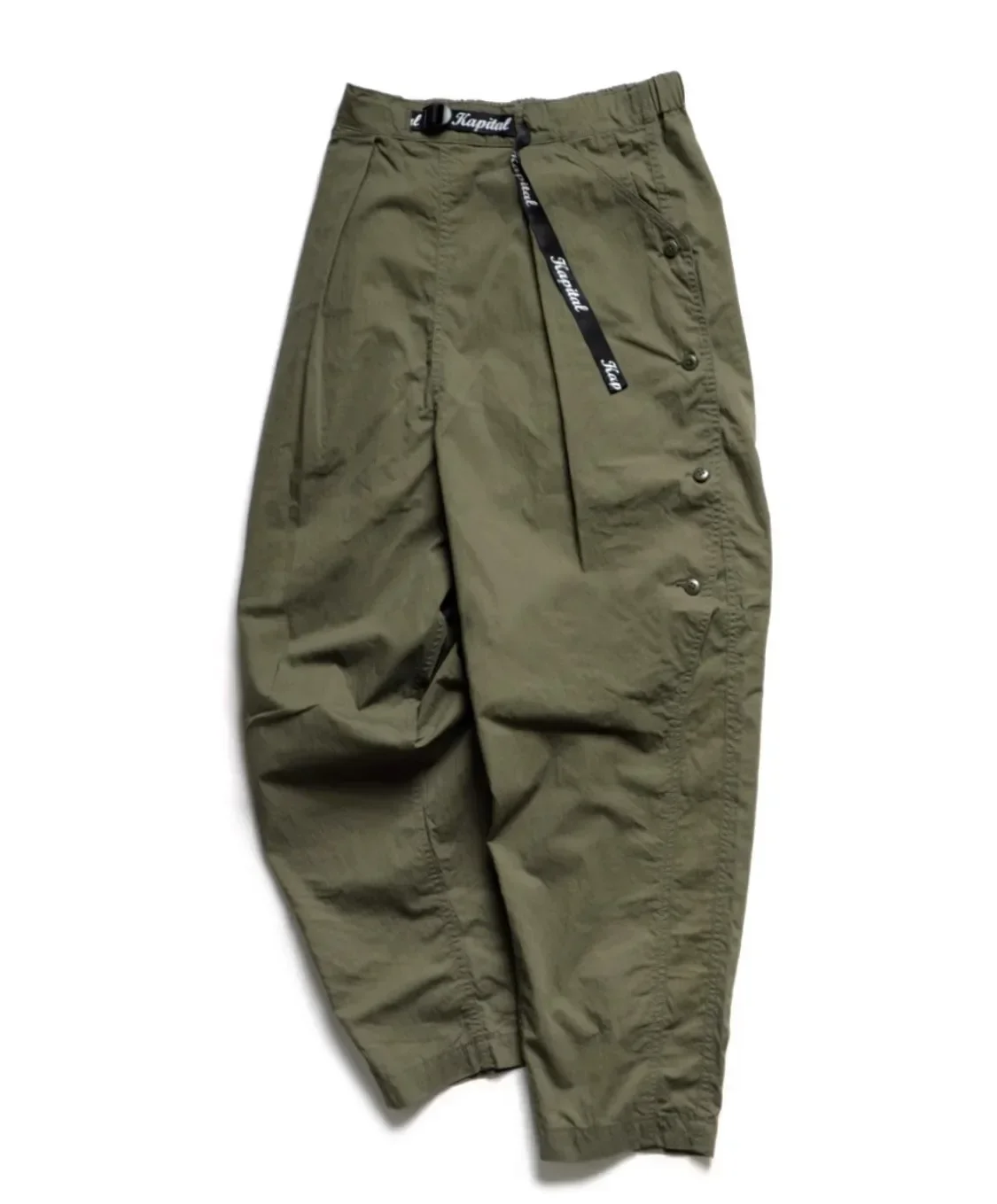 2024 KAPITAL trendy loose tapered military green breasted military casual pants KZ07