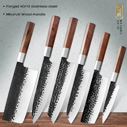 Grandsharp Professional Kitchen Knife Set Chef Knives Santoku Nakiri Kiritsuke Cleaver Gyuto Utility High Carbon Steel Cooking