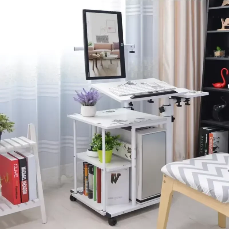 Simple Adjustable Laptop Desk for Bed Side Computer Desk with Stand Lazy PC Desk Home Office Desktop Table Rotating Movable