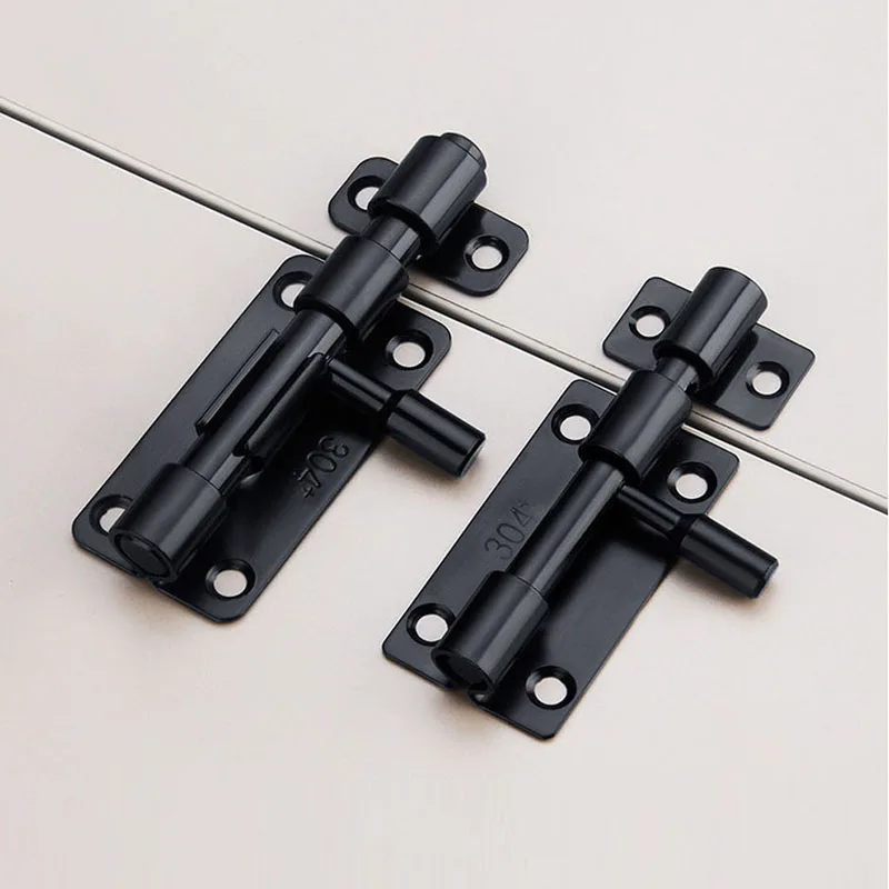 1PCS Non Perforated Stainless Steel Anti-Theft Bolt For Wooden Doors Old-Fashioned Bathroom Lock Sliding Door Lock Accessories