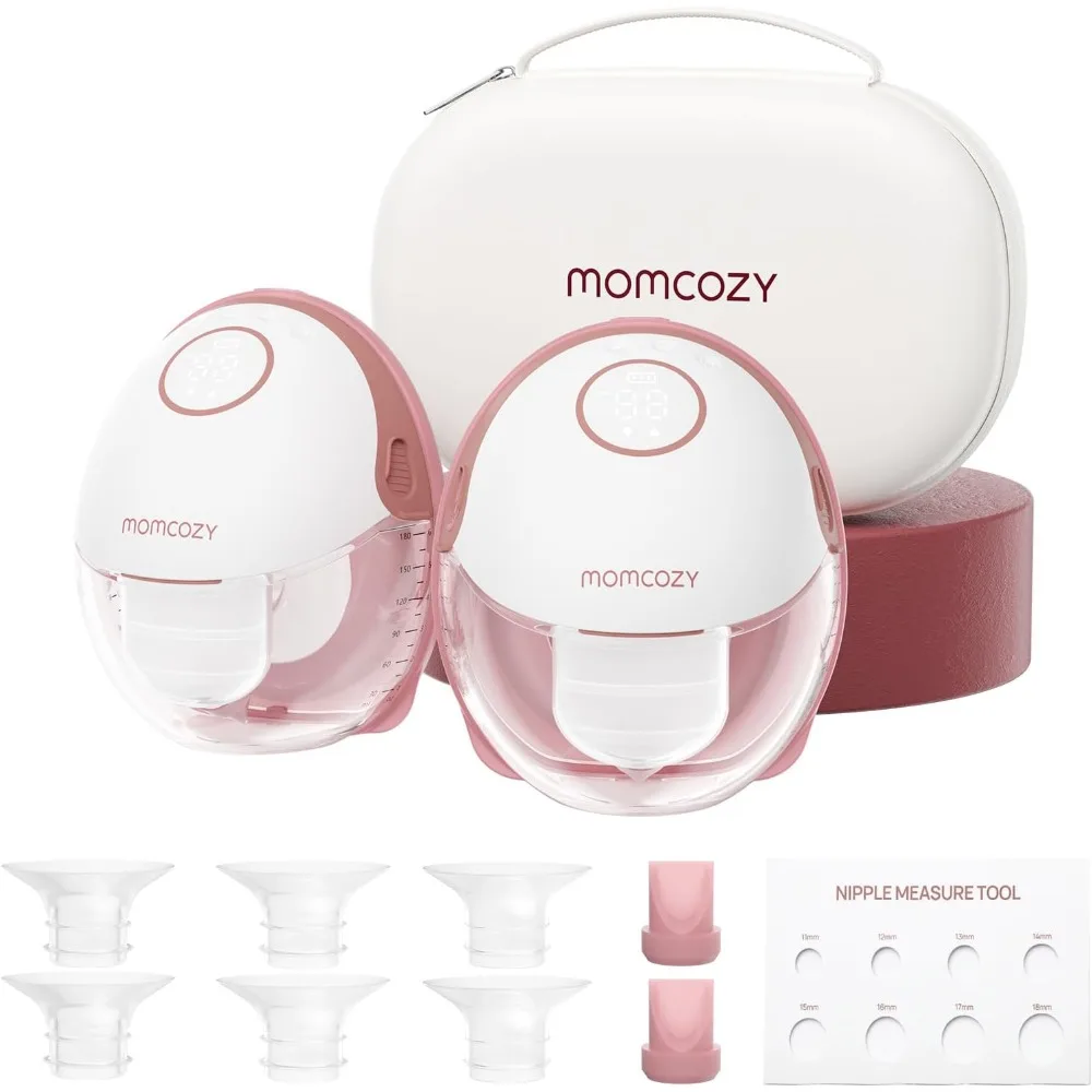 

US Shipping Wearable Electric Breast Pump Hands Free Double 24mm Flange 3 Modes 9 Levels Mobile Discreet Cozy Red 2 Pack