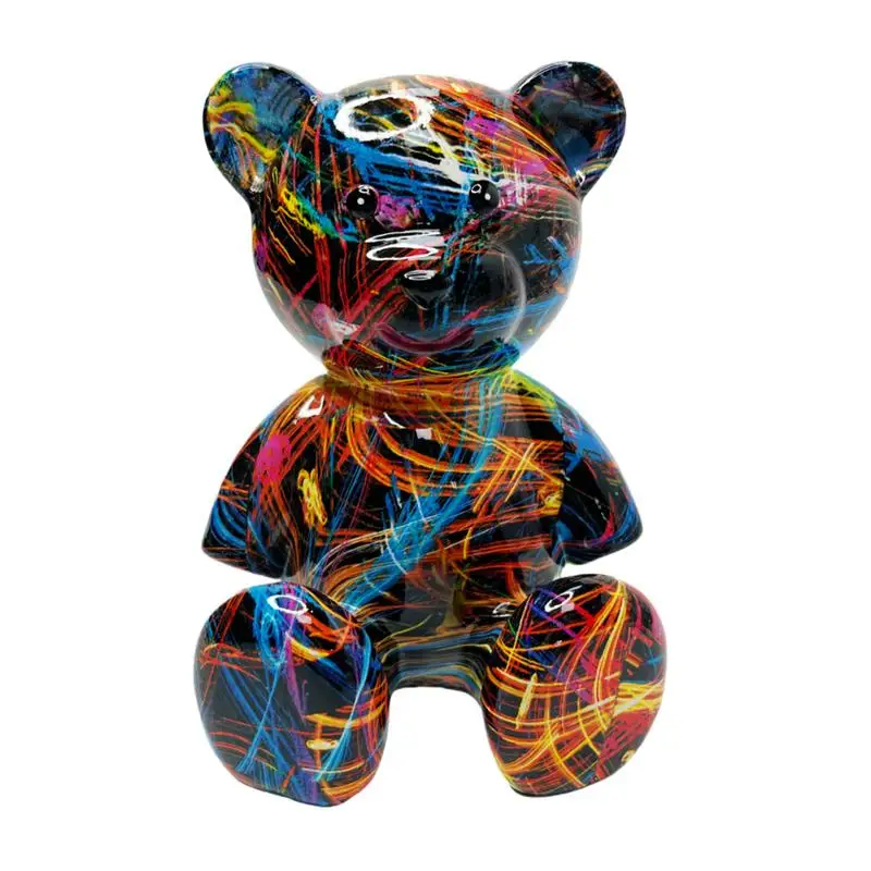 

Desk Statue Resin Sitting Bear Sculpture Trendy Miniature Doll Home Decoration For Living Room Desktop Cabinet Garden TV Stand