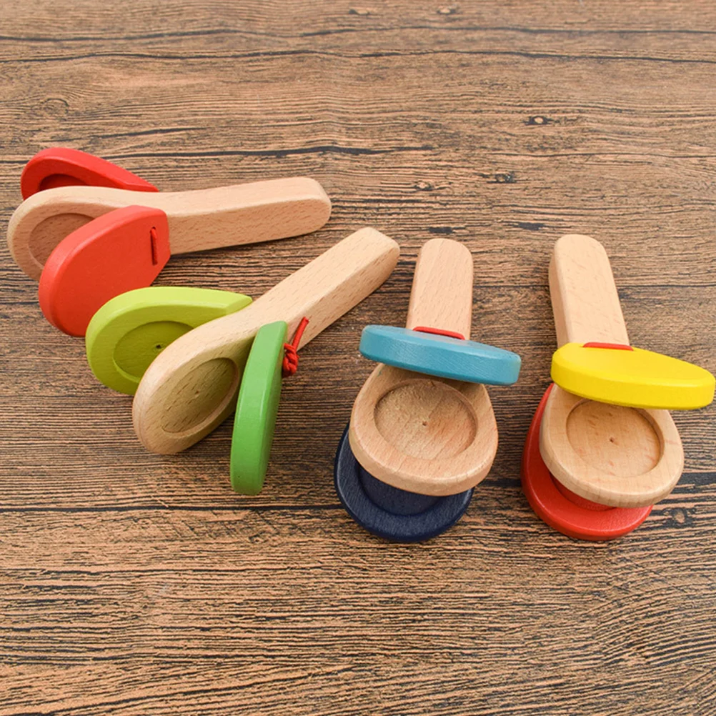 3 pezzi manico per bambini nacchere strumenti giocattolo a percussione per bambini giocattoli nacchere musica educativa in legno per bambini