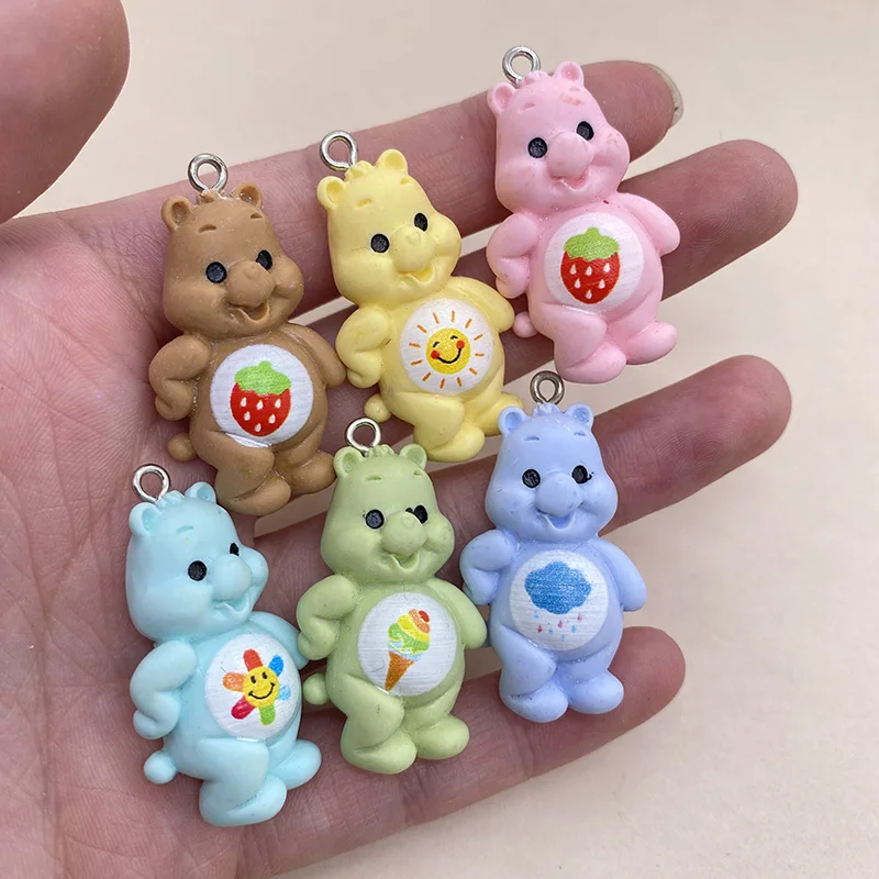 12 szt. Cartoon Bear żywica Charms Kawaii kolczyk brelok wisiorek Diy biżuteria